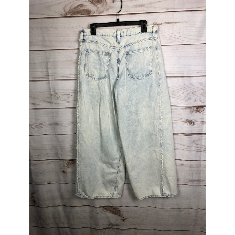 Gap Baggy Light Isla Wash Wide-Leg Ultra Soft Frayed Seam Jeans Size 12 - Picture 3 of 13